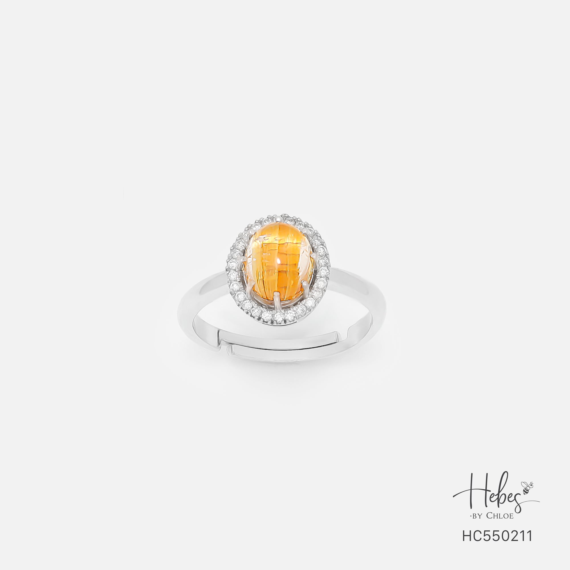 Golden Rutilated Quartz 14K Gold Diamond Ring HC550211