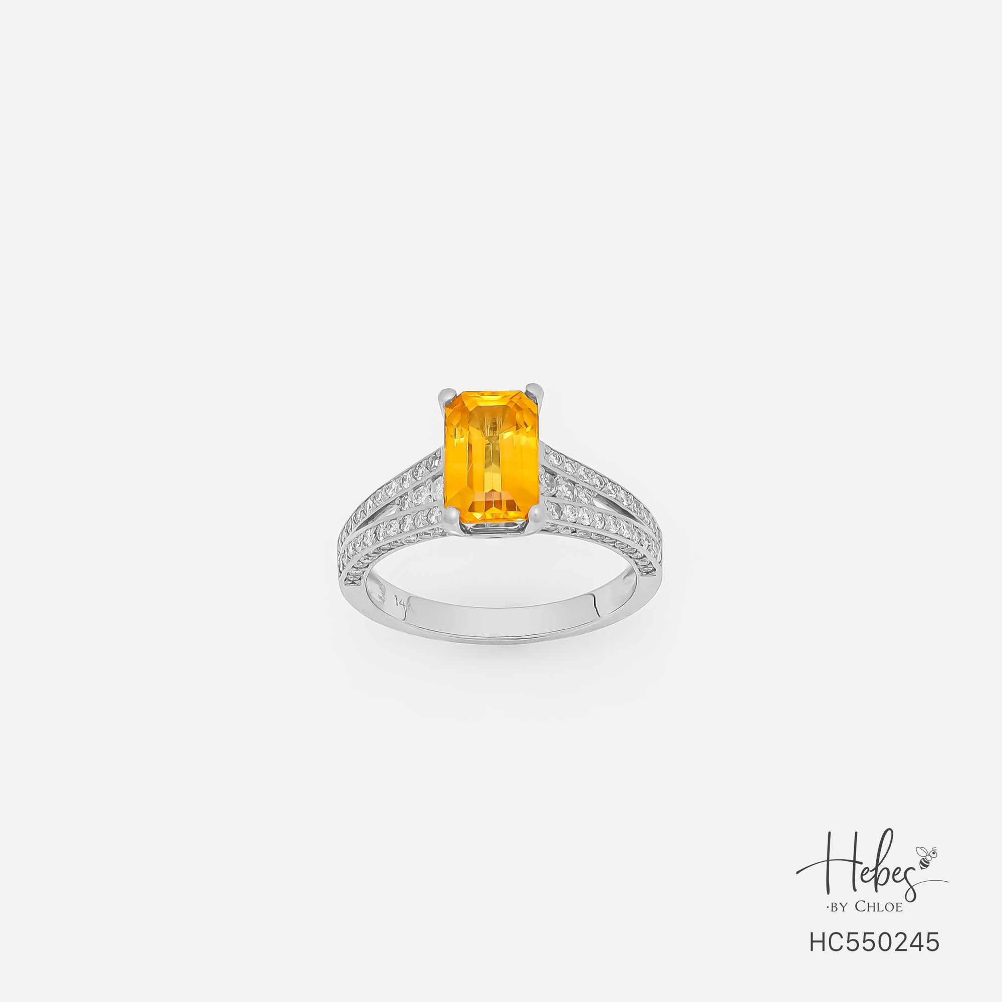 Yellow Sapphire 14K Gold Diamond Ring HC550245