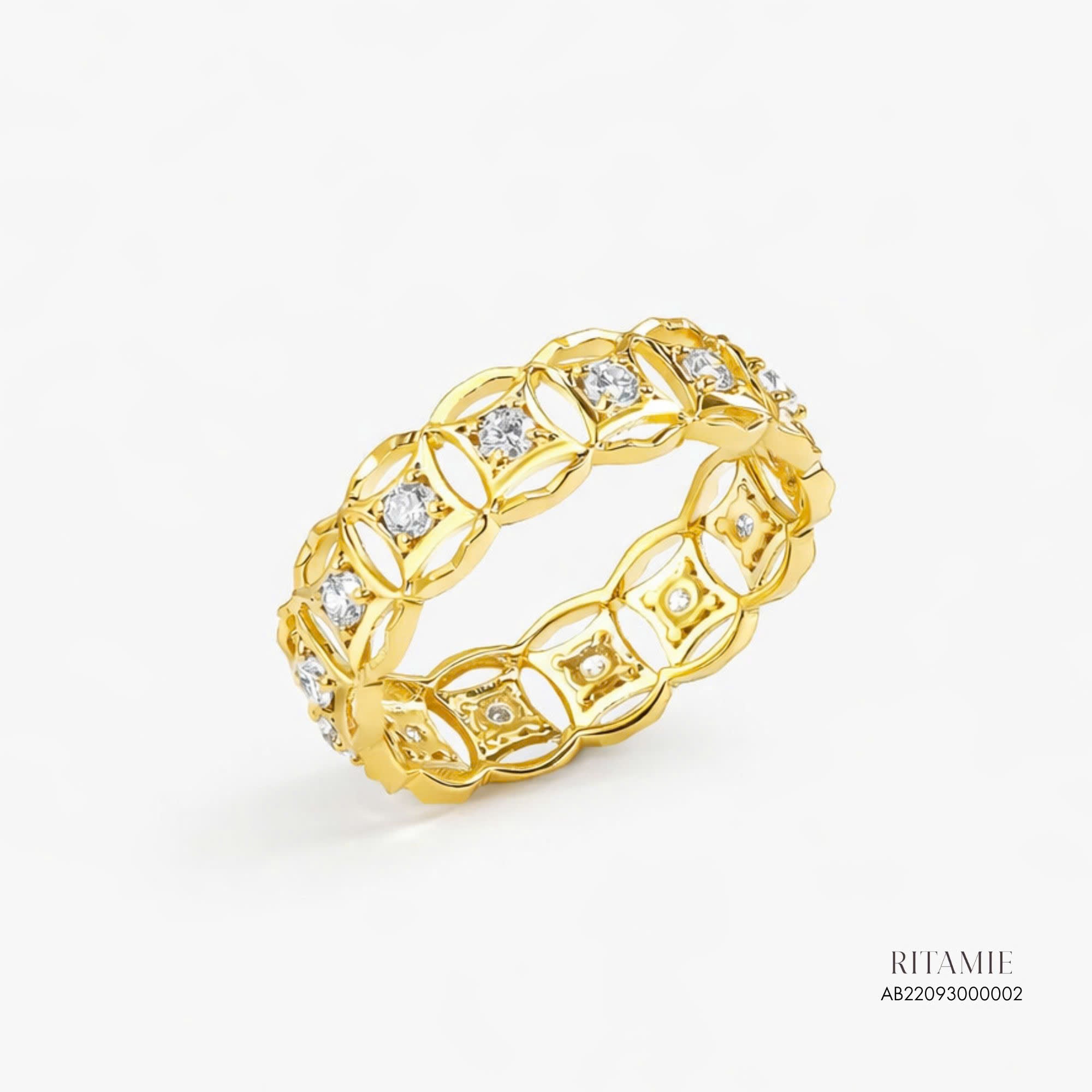 Radiant Fortune Eternity Ring – 14K Yellow Gold