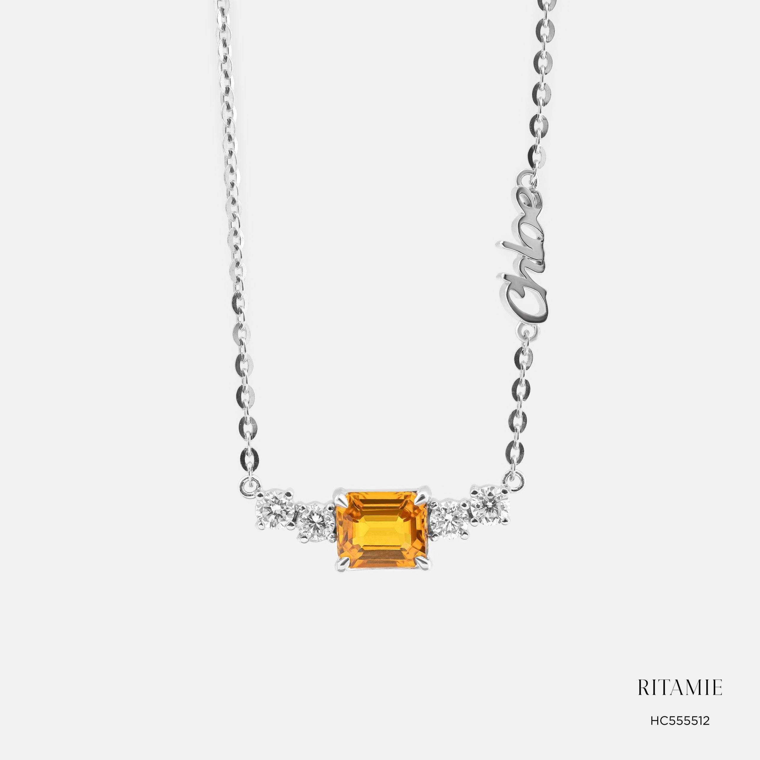 Solar Glow Yellow Sapphire Lab Diamond Pendant HC555512
