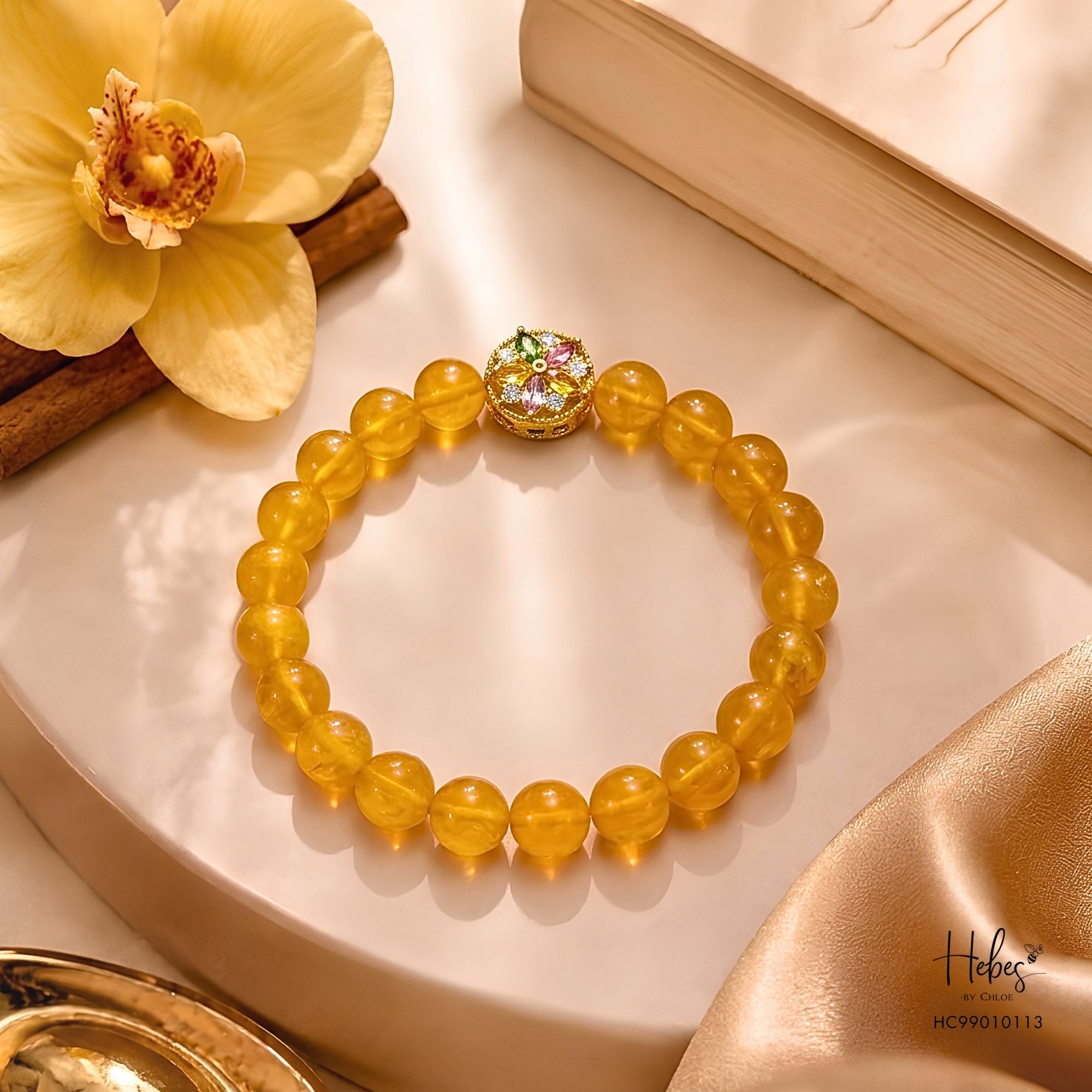 Amber Beaded Charm Bracelet HC99010113