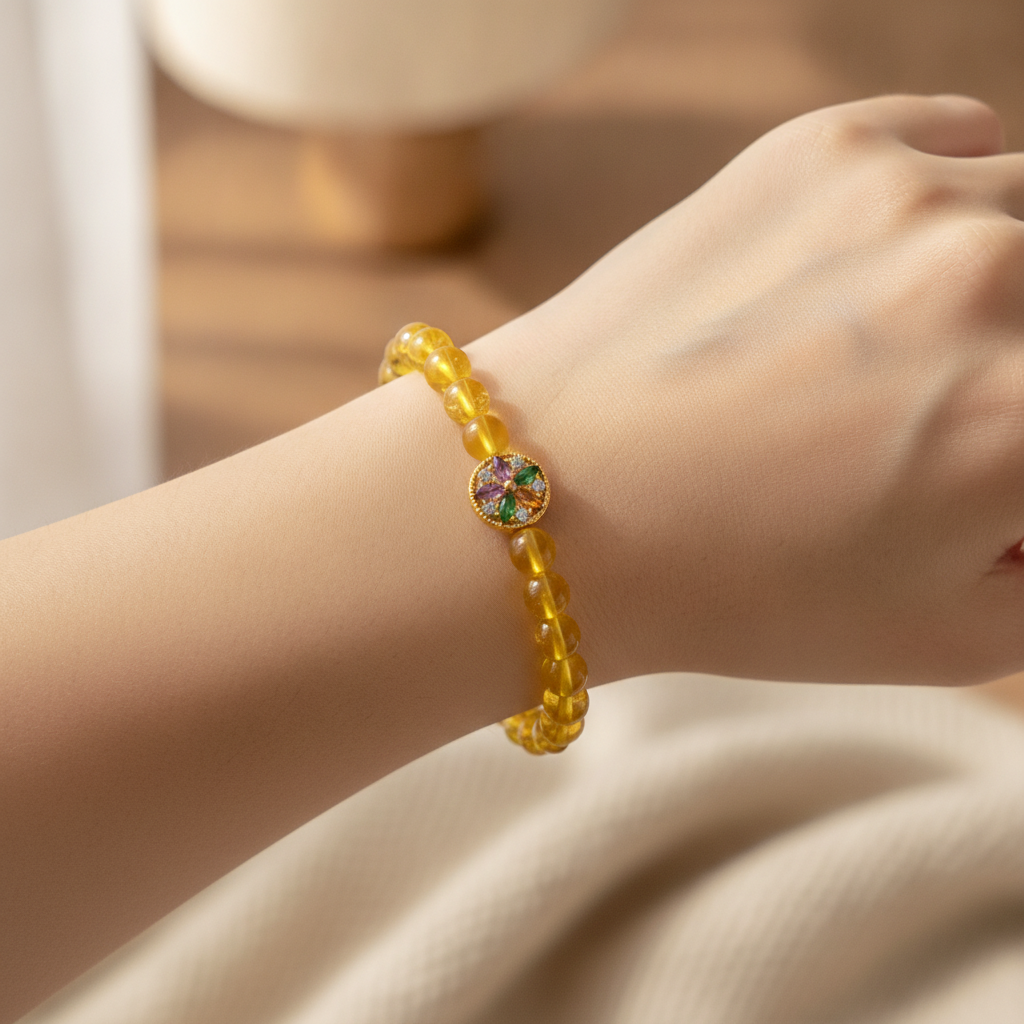 Amber Beaded Charm Bracelet HC99010113