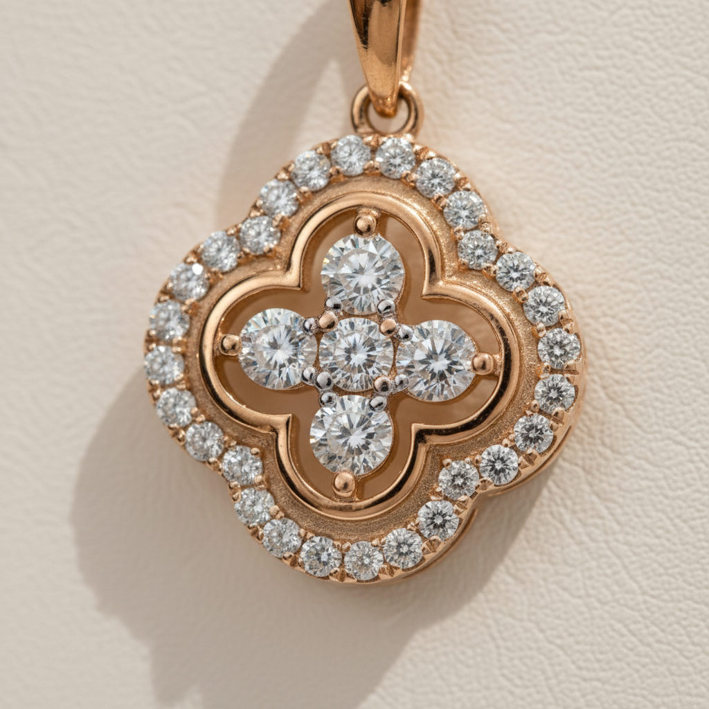 Sparkling Clover Gold Pendant