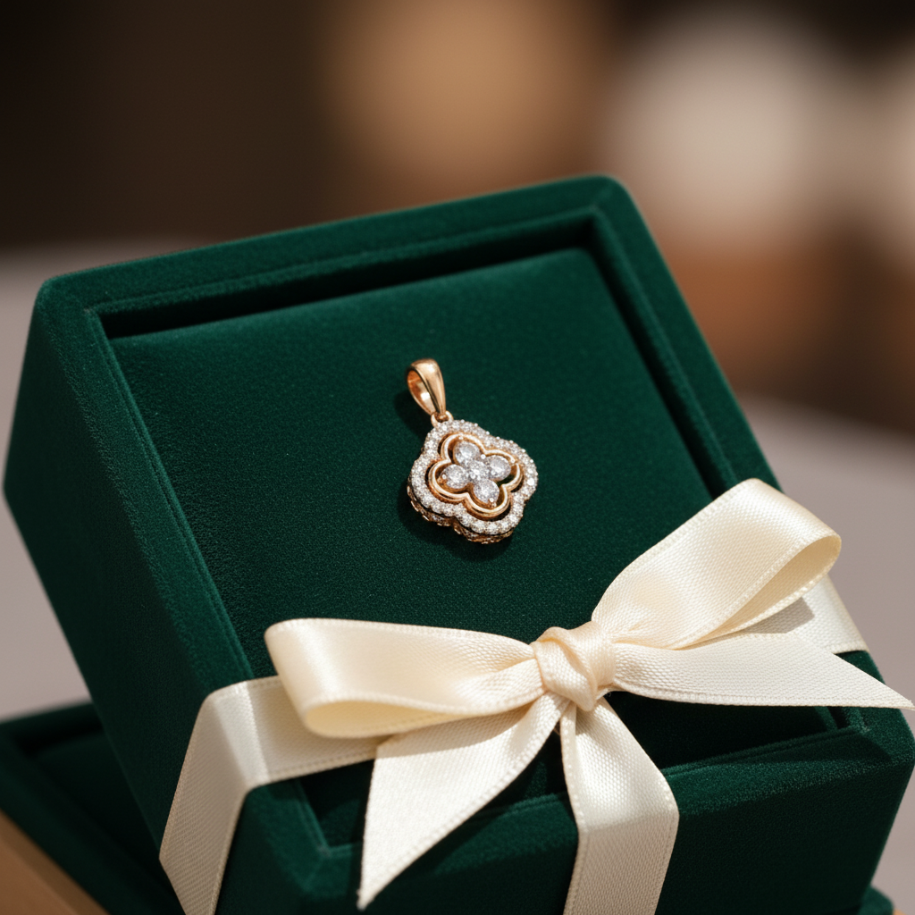 Sparkling Clover Gold Pendant