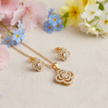 Clover Charm 10K Gold Earring and Pendant Set