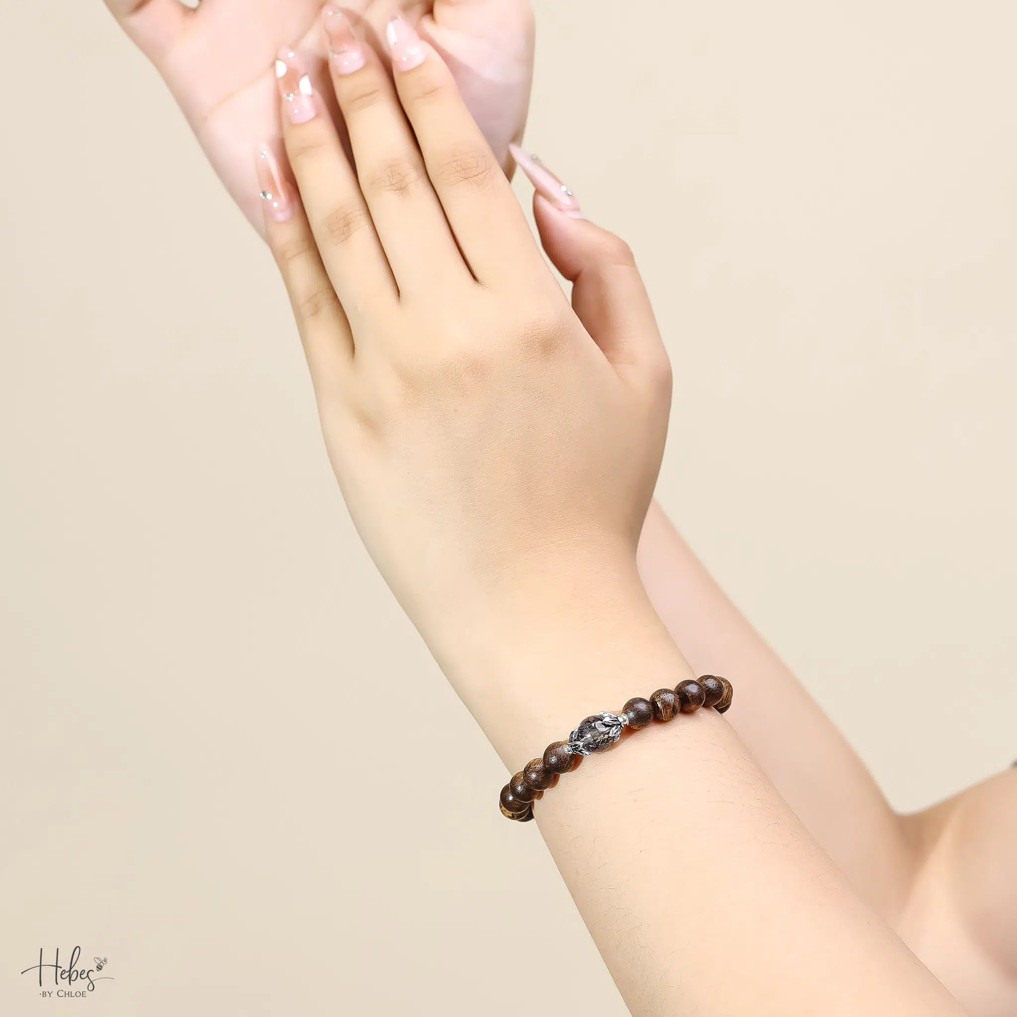 Vietnamese Agarwood Blạck Rutilated Quartz Bracelet HC2330